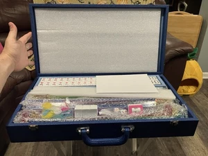 Premium Dragon Tile Mah Jong Game Set In Blue Premium Carry Case - Picture 1 of 5