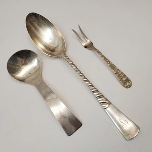 103.1g Lot of 3 Sterling Silver Spoons & Fork Scrap S. Kirk & Son Monogrammed - Foto 1 di 13