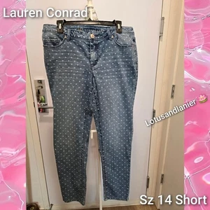 LC Lauren Conrad Denim mit weißem Herzmuster Damen Jeans Gr. 14 kurz - Bild 1 von 7