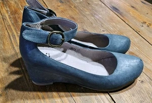 Nu by Neo Shoe Wedge Hee Mary Janesl DEEIA Size EUR 37 Blue Leather + FREE POST - Picture 1 of 8