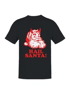 Hail Santa Devilish Holiday Spirit Men's T-shirt - Picture 1 of 12