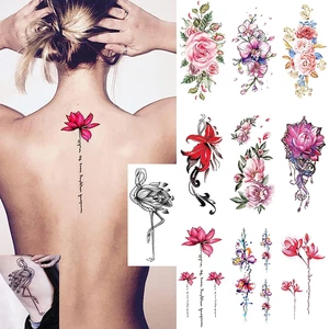 Ooopsi 10 hojas grandes flores tatuajes temporales - Sexy pegatina de tatuaje corporal para W - Imagen 1 de 12