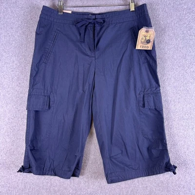 Pantalones Cortos Carga IZOD Mujer 10 Bermudas Gris Algodón Ligero Cordón Activo Nuevos con Etiquetas Foto 1 de 4