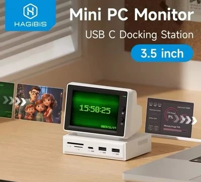 Hagibis 3.5inch IPS Mini Screen AIDA64 Mini PC CPU RAM HDD Data Monitor Display - Image 1 of 4