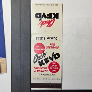 Scheck KFVD Los Angeles Vintage 50er Jahre Radiosender Streichholzheftchen - Bild 1 von 3