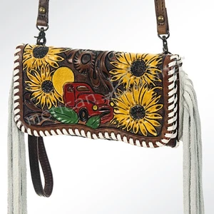 Bolso de mujer occidental de cuero genuino AD American Darling organizador trabajado a mano - Imagen 1 de 4