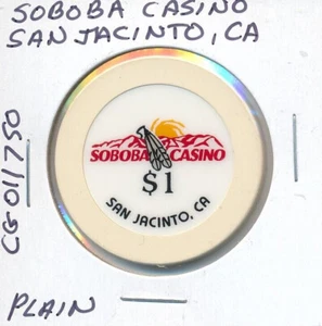 $1 CALIFORNIA CASINO CHIP SOBOBA CASINO SAN JACINTO TRIBAL PLAIN #CG011750  - Picture 1 of 2