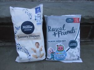 LUXURY BABY DIAPER NEW SEALED SAMPLES MILLIE MOON RASCAL & FRIENDS SIZE 4 & 5