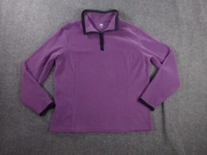 St Johns Bay Jacket Women Large Purple Quarter Zip Fleece Pullover Causal - Picture 1 of 9