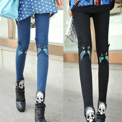 Women's Fashion Sexy Cotton Cat Elastic Leggings Skinny Pants Stretchy 4 Color - Image 1 of 4