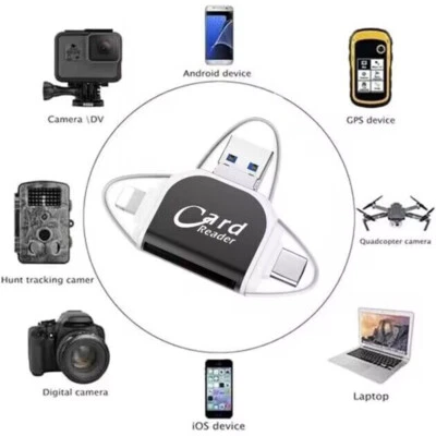MARKENLOS 4 en 1 SD/TF lector de tarjetas tarjeta de memoria adaptador OTG para IOS Android móvil móvil PC