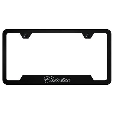 Marco de matrícula recortado con logotipo grabado láser Cadilac Foto 1 de 2