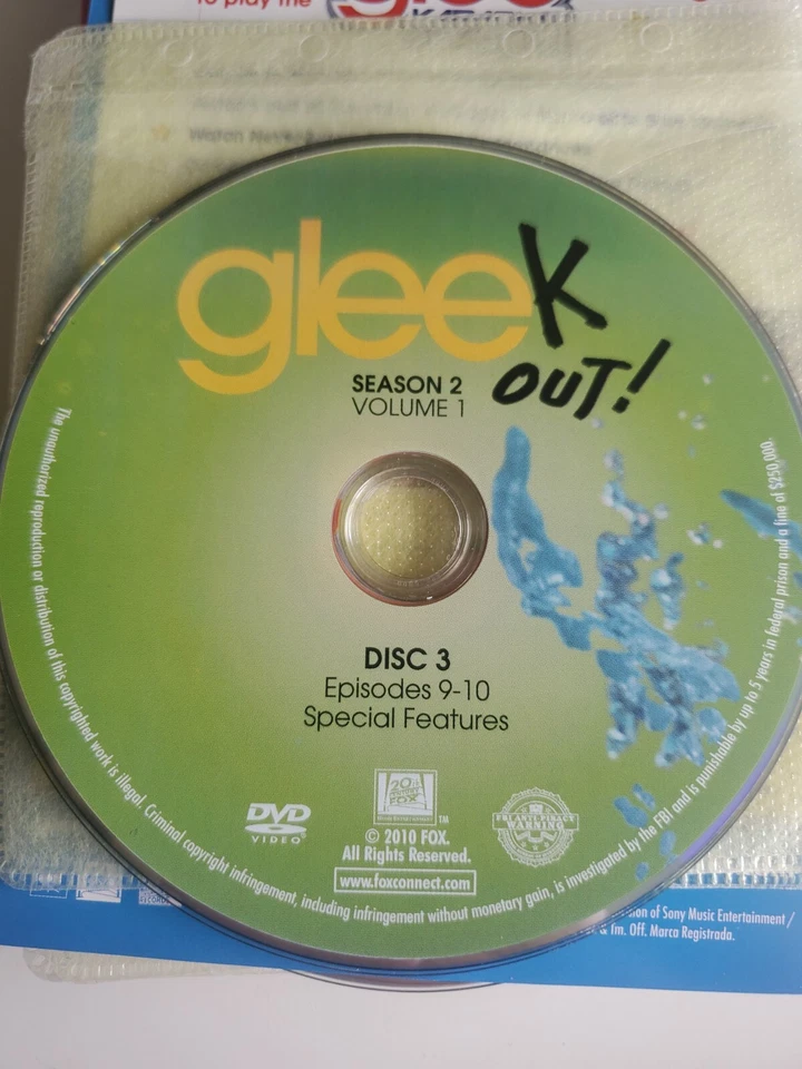 Glee Season 2 Volume 1 Disc Only Loose DVD TV Series 20th Century Fox - Image 1 of 4