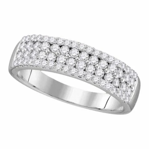 10kt White Gold Womens Round Diamond Pave Band Ring 1/2 Cttw - Picture 1 of 1