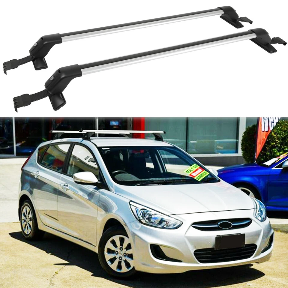 Portaequipajes barra transversal de techo superior de 43,3" de aluminio con bloqueo para Hyundai Accent Foto 1 de 4
