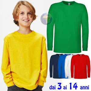 MAGLIA da BAMBINO a MANICHE LUNGHE in COTONE Maglietta T-SHIRT 3/14 anni BIMBI - Imagen 1 de 7