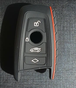 Llavero de silicona, funda llave para BMW F10 F20 F30 con 4 botones ☆ NEGRO Y ROJO ☆ - Imagen 1 de 6