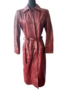 Vintage Etienne Aigner rote Longline Lederjacke mit Gürtel Größe 14 - Bild 1 von 7