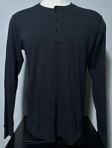 NEW rag & bone Men's Large Black Classic Slub Jersey Long Sleeve Henley Shirt - Picture 1 of 9