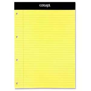Yellow A4 Refill Legal Pad Ruled Margin Punch Paper Note Pads Office Sheets - Picture 1 of 2