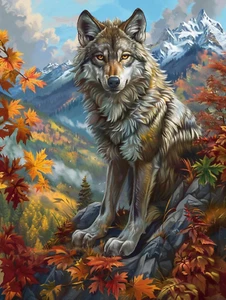 Wolf Diamond Art Kits for Adults, 5D Gem Art Animal Forest Diamond Painting Kits - Picture 1 of 8