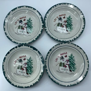Atico Int'l LET IT SNOW! Sm Plates 6.5" Appetizer Bread Dessert Snowmen 1998 - Picture 1 of 8