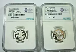 2025 G. Britain 1 Sovereign 2 Pc Set Jennings & Jennings Signed One of 1489 PF70 - Picture 1 of 3