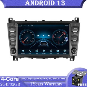 8"Android 13 Head Unit Radio GPS SAT NAVI Carplay For Mercedes CLC W203 CLK W209 - Picture 1 of 12