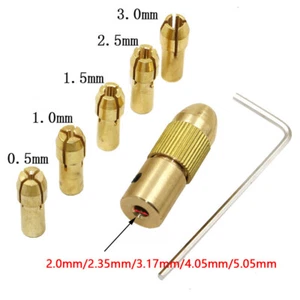 7 Pcs/Set Micro Brass Drill Bit Collet Chuck For Dremel Rotary 0.5mm - 3mm Tool - Photo 1/15