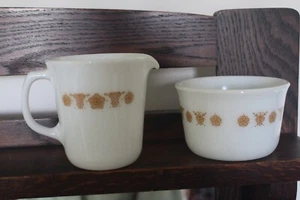 Vintage Pyrex & Corning Butterfly Gold Cream and Sugar Bowl - Picture 1 of 7