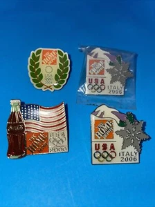Home Depot USA Olympic Pin Lot 4 Coca Cola 2000 2004 2006 Italy Summer Winter - Picture 1 of 1