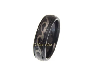 Tungsten Black 6mm Hawaiian Ocean Wave Ring Comfort Fit Size 5-14 - Picture 1 of 3