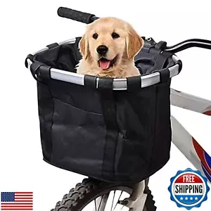 URBEST Bike Basket,Small Pets Cat Dog Folding Carrier,Removable Bicycle Handl - Picture 1 of 5