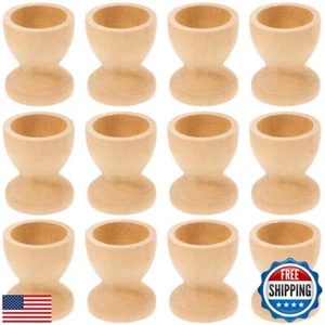 Ipetboom Wooden Easter Egg Holder Cups - 12pcs Wine Glass Shaped Egg Stand Cu - Picture 1 of 5