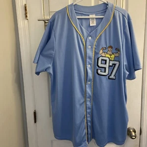 Disney Store Hercules #97 Light Blue Embroidered Baseball Jersey Adult Size XL - Picture 1 of 7