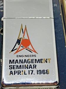 VTG 1967 Zippo Slim Lighter 1968 Engineers Management Seminar UNFIRED - Picture 1 of 8