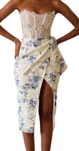 Vestido Midi Corsé Nicola Azul Provenzal Floral Sin Tirantes V. Chapman Nuevo con Etiquetas Talla 2 - Imagen 1 de 11