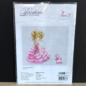 Luca-S Cross Stitch Kit - Princess in Pink Dress with Dog 16x13.5cm B1056 New - Picture 1 of 8