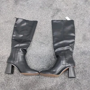 BNWT Next Women’s Knee High Boots UK Size 7 In Black Leather RRP £65 - Picture 1 of 11