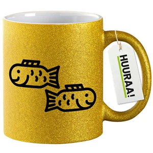 Glitzer-Kaffeetasse Fische Sternzeichen Symbol Geschenkidee Souvenir Präsent Wic - Picture 1 of 33