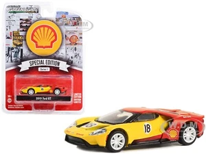 2019 FORD GT #18 YELLOW "SHELL OIL" 1/64 DIECAST MODEL CAR BY GREENLIGHT 41125 E - Picture 1 of 1