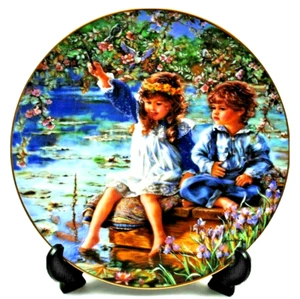 RECO 1991 Hearts & Flowers PATIENCE Fine Porcelain Plate By Sandra Kuck VGC - Foto 1 di 8