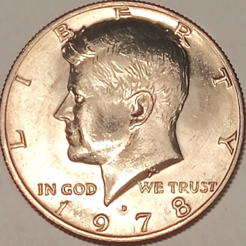 1978 D Brilliant Uncirculated (BU) Kennedy Half Dollar (50 Cent) Coin Cover
