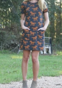 Vivienne Tam Horse Cotton Pocket Shift Dress Size Small Pre-owned - Picture 1 of 7