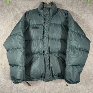 Vintage 90s Columbia Puffer Jacket Mens Large Hunter Green Goose Down Coat - Picture 1 of 15