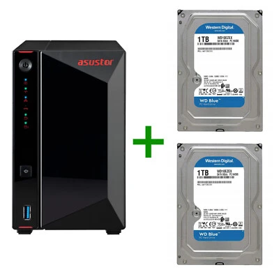ASUSTOR NIMBUSTOR 2 AS5202T 2-Bay NAS 2X LAN 2.5GbE HDMI 2X WD 1TB SATA - Image 1 of 4