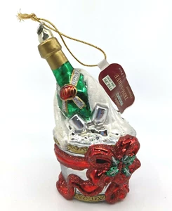 Vetro Soffiato 2000 Decorazione Natalizia 6” Champagne in Secchiello Ghiaccio - Foto 1 di 5