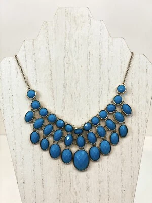 Collar Gotas H&M Verano Azul Imitación Piedra Tono Dorado Declaraciones Foto 1 de 4