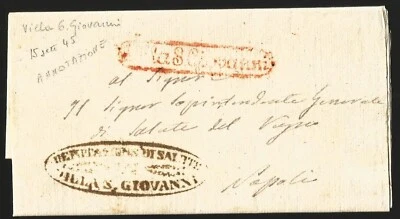 Italia Italy  1845 Villa San Giovanni Postal History Letter - Image 1 of 3
