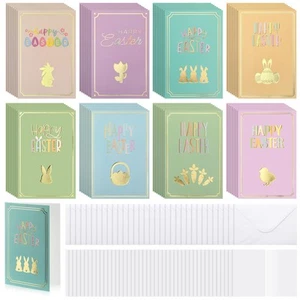 80 Sets Happy Easter Cards with Envelopes Easter Greeting Cards Bulk with Gol... - Picture 1 of 7